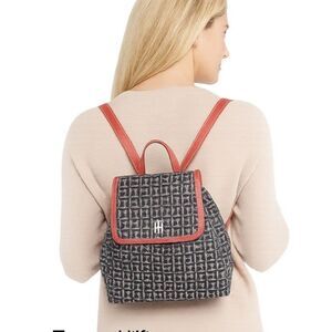 Tommy Hilfiger Backpack Bag Liv II Flap Mini Jacquard Monogram Women's Woman's